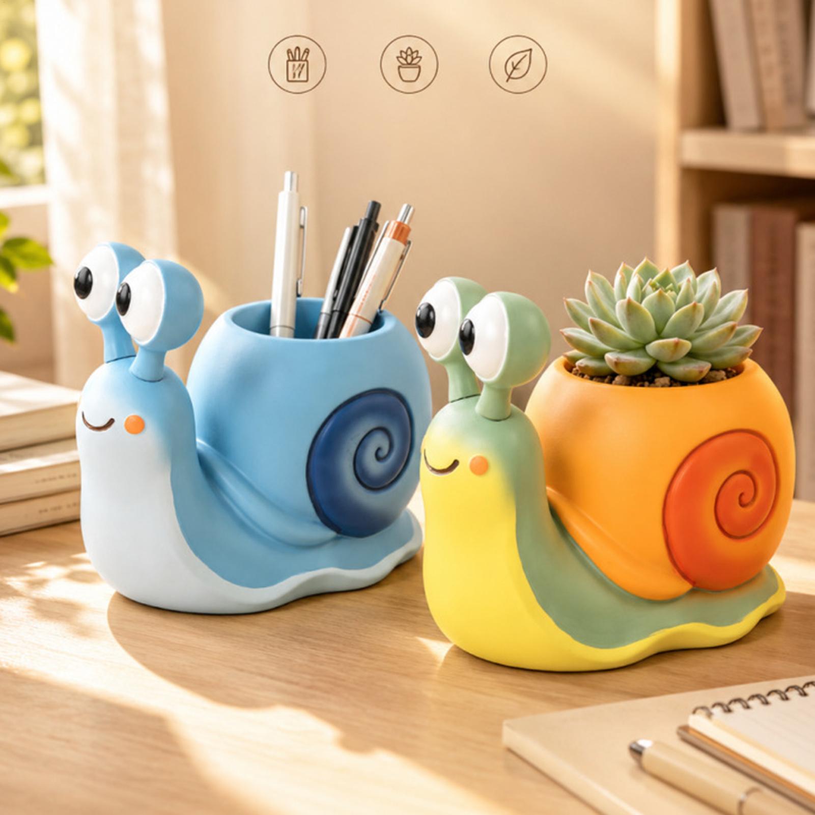 달팽이 모양 화분 달팽이 화분 펜 홀더 데스크탑 펜 홀 - Echeveria Succulent 리뷰 및 가격